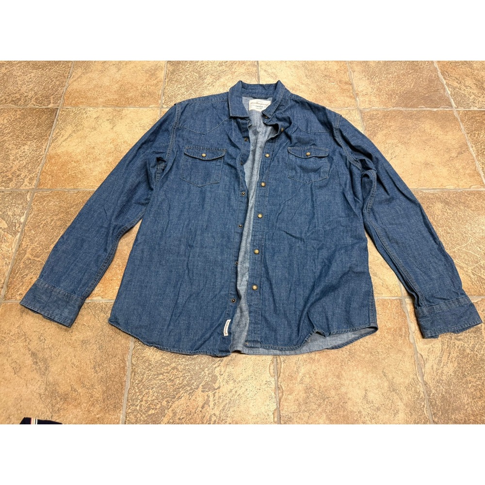 Weatherproof Vintage Denim Western Snap Front Shirt Blue Long Sleeve XL